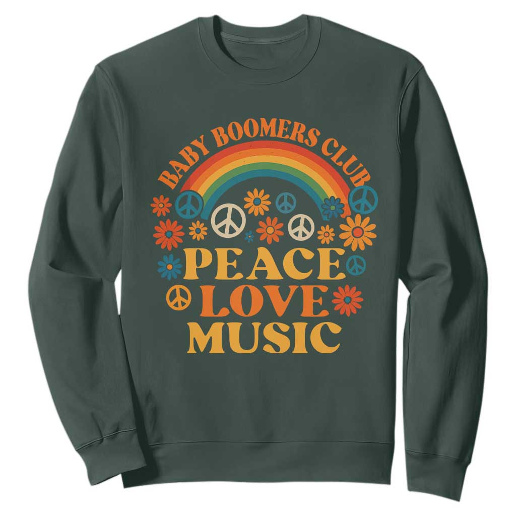Baby Boomers Generation Sweatshirt Peace Love Music 60s Hippe TS10 Dark Forest Green Print Your Wear