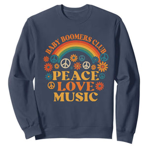 Baby Boomers Generation Sweatshirt Peace Love Music 60s Hippe TS10 Navy Print Your Wear