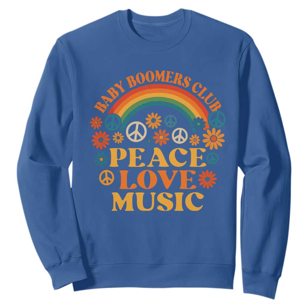 Baby Boomers Generation Sweatshirt Peace Love Music 60s Hippe TS10 Royal Blue Print Your Wear
