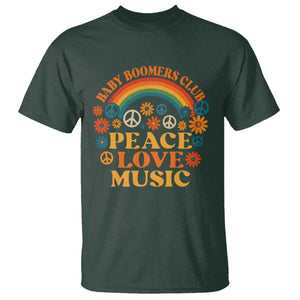 Baby Boomers Generation T Shirt Peace Love Music 60s Hippe TS10 Dark Forest Green Print Your Wear