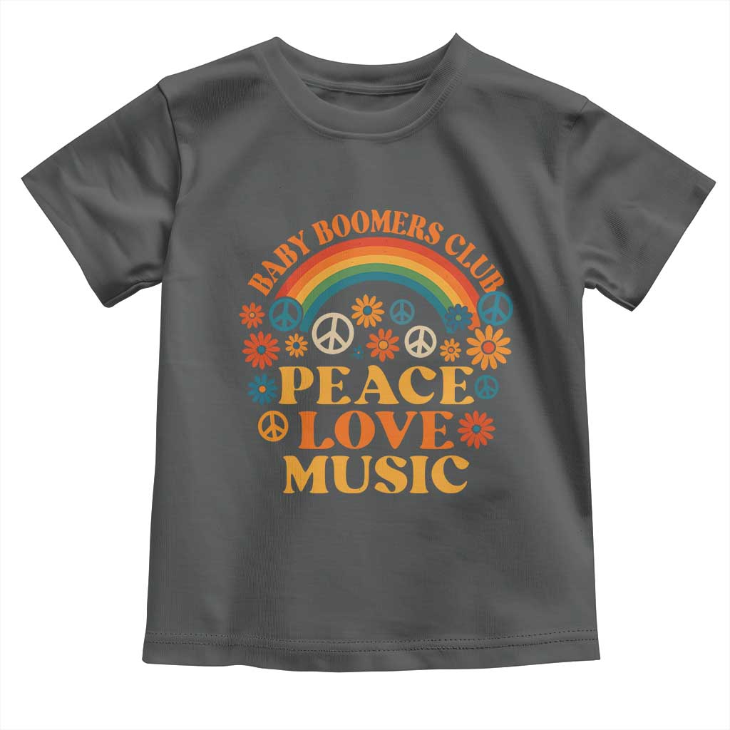 Baby Boomers Generation Toddler T Shirt Peace Love Music 60s Hippe TS10 Dark Heather Print Your Wear