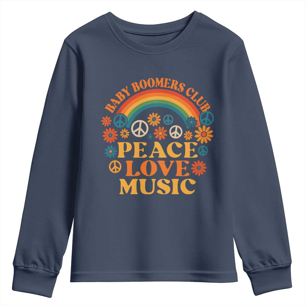 Baby Boomers Generation Youth Sweatshirt Peace Love Music 60s Hippe TS10 Navy Print Your Wear