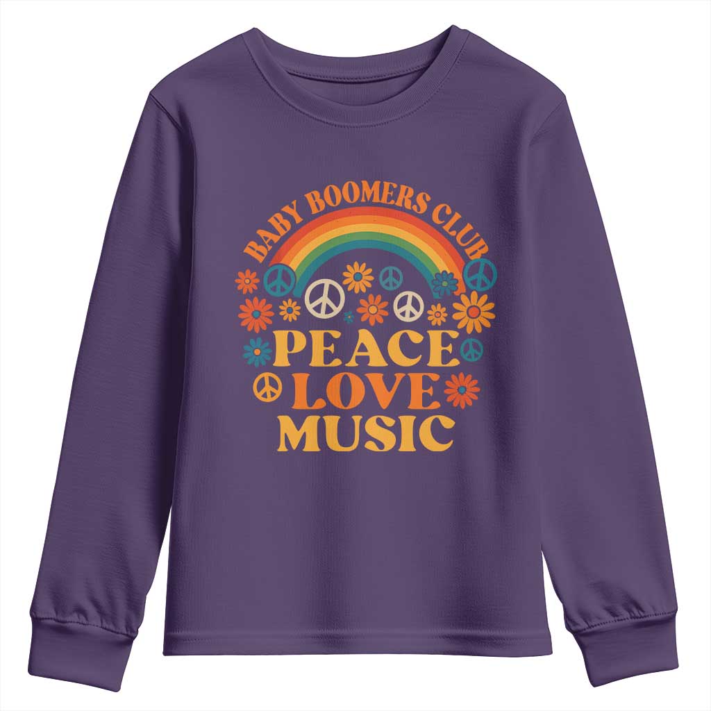 Baby Boomers Generation Youth Sweatshirt Peace Love Music 60s Hippe TS10 Purple Print Your Wear