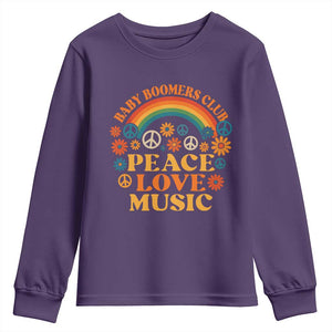 Baby Boomers Generation Youth Sweatshirt Peace Love Music 60s Hippe TS10 Purple Print Your Wear