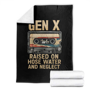 Gen X Throw Blanket Vintage Cassette Tape Raised On Hose Water And Neglect Nostalgia TS10 Black Print Your Wear