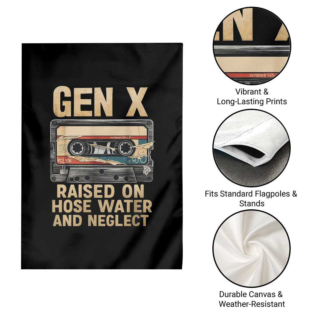 Gen X Garden Flag Vintage Cassette Tape Raised On Hose Water And Neglect Nostalgia TS10 Print Your Wear