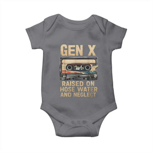 Gen X Baby Onesie Vintage Cassette Tape Raised On Hose Water And Neglect Nostalgia TS10 Charcoal Print Your Wear