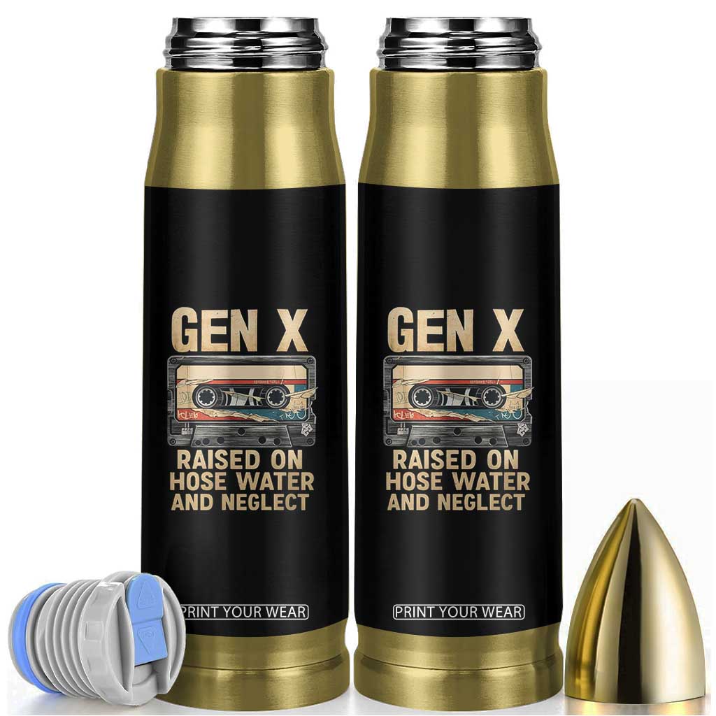 Gen X Bullet Tumbler Vintage Cassette Tape Raised On Hose Water And Neglect Nostalgia TS10 Black Print Your Wear