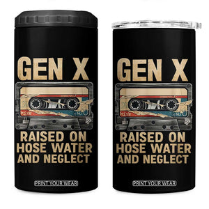 Gen X 4 in 1 Can Cooler Tumbler Vintage Cassette Tape Raised On Hose Water And Neglect Nostalgia TS10 One Size: 16 oz Black Print Your Wear