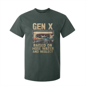 Gen X T Shirt For Kid Vintage Cassette Tape Raised On Hose Water And Neglect Nostalgia TS10 Dark Forest Green Print Your Wear