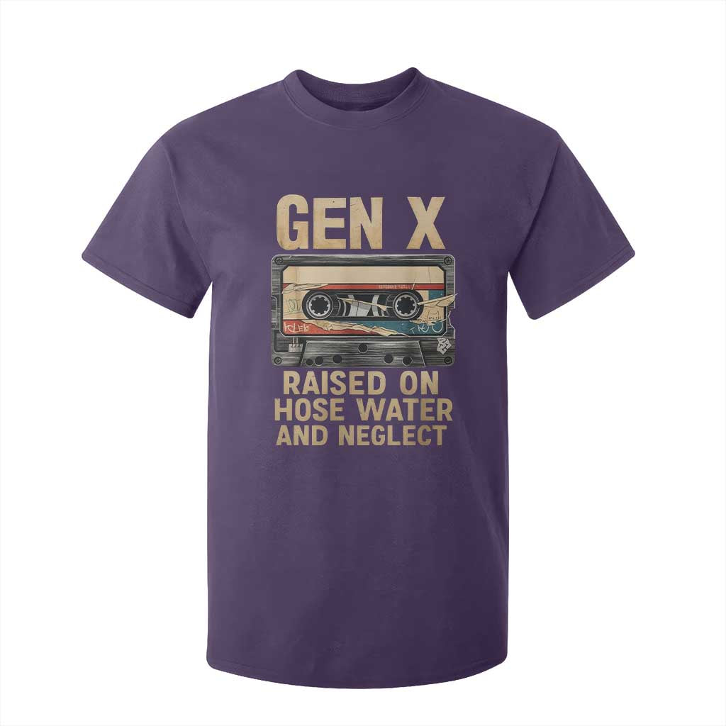 Gen X T Shirt For Kid Vintage Cassette Tape Raised On Hose Water And Neglect Nostalgia TS10 Purple Print Your Wear