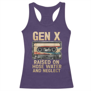 Gen X Racerback Tank Top Vintage Cassette Tape Raised On Hose Water And Neglect Nostalgia TS10 Purple Print Your Wear