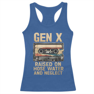 Gen X Racerback Tank Top Vintage Cassette Tape Raised On Hose Water And Neglect Nostalgia TS10 Royal Blue Print Your Wear
