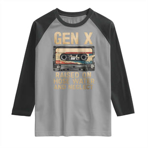 Gen X Raglan Shirt Vintage Cassette Tape Raised On Hose Water And Neglect Nostalgia TS10 Sport Gray Black Print Your Wear
