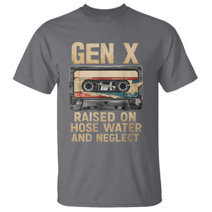 Gen X T Shirt Vintage Cassette Tape Raised On Hose Water And Neglect Nostalgia TS10 Charcoal Print Your Wear