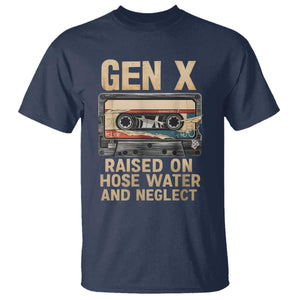 Gen X T Shirt Vintage Cassette Tape Raised On Hose Water And Neglect Nostalgia TS10 Navy Print Your Wear