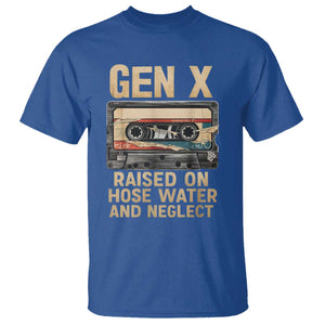 Gen X T Shirt Vintage Cassette Tape Raised On Hose Water And Neglect Nostalgia TS10 Royal Blue Print Your Wear