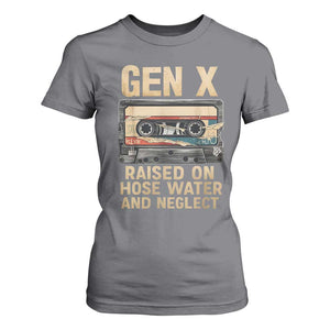 Gen X T Shirt For Women Vintage Cassette Tape Raised On Hose Water And Neglect Nostalgia TS10 Charcoal Print Your Wear