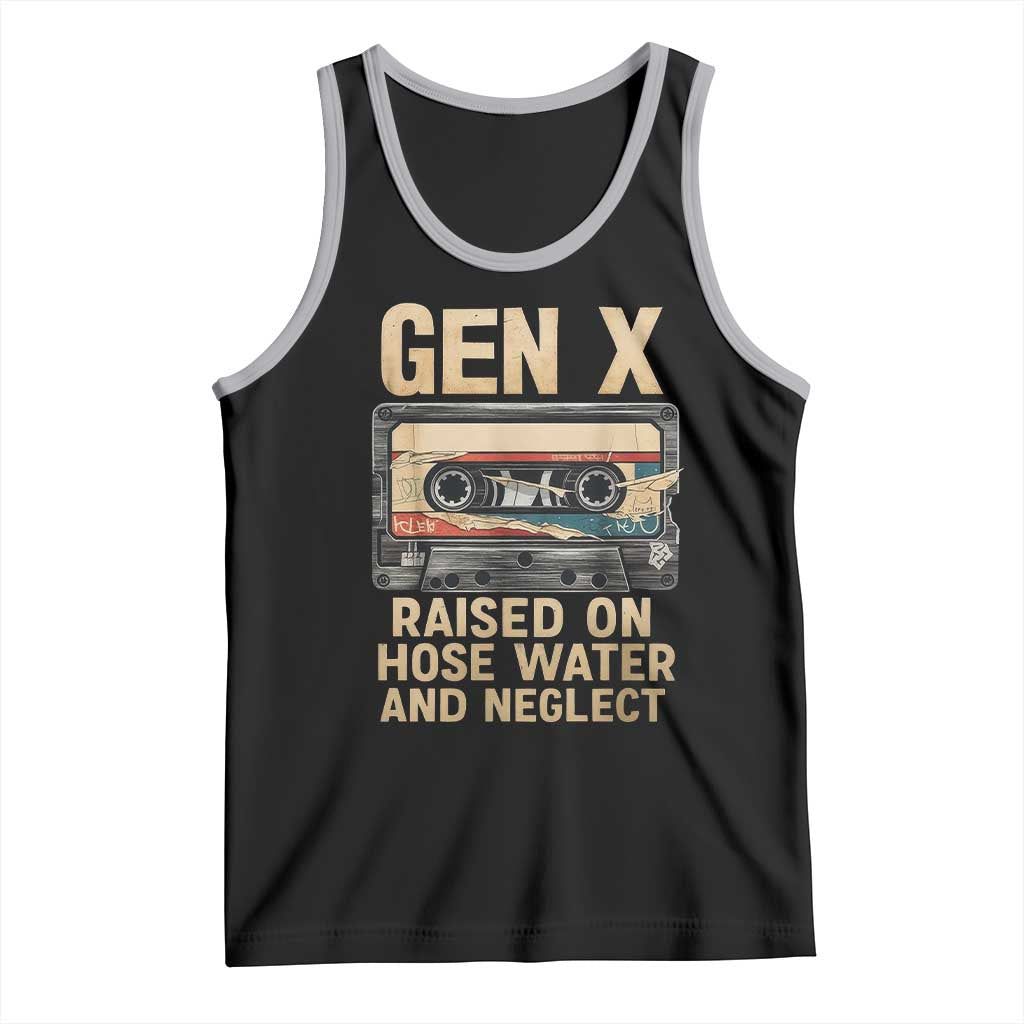 Gen X Tank Top Vintage Cassette Tape Raised On Hose Water And Neglect Nostalgia TS10 Black Athletic Heather Print Your Wear