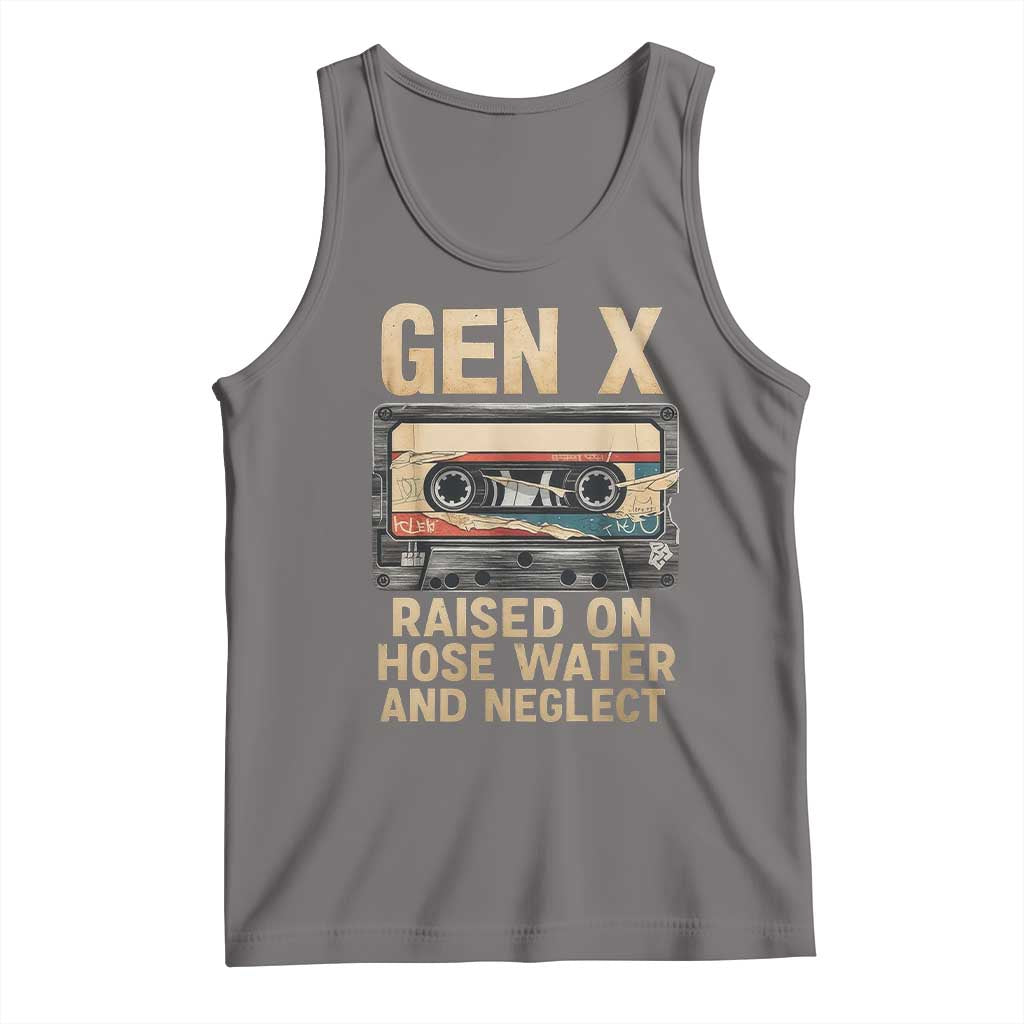 Gen X Tank Top Vintage Cassette Tape Raised On Hose Water And Neglect Nostalgia TS10 Deep Heather Print Your Wear