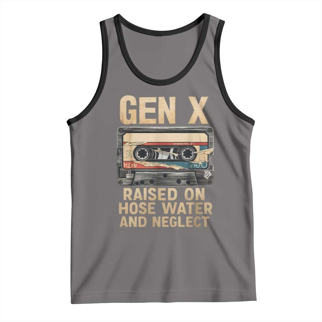 Gen X Tank Top Vintage Cassette Tape Raised On Hose Water And Neglect Nostalgia TS10 Deep Heather Black Print Your Wear