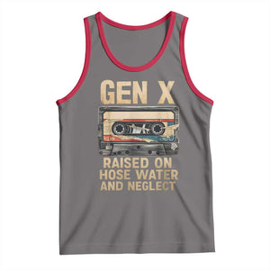 Gen X Tank Top Vintage Cassette Tape Raised On Hose Water And Neglect Nostalgia TS10 Deep Heather Red Print Your Wear