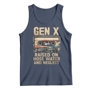 Gen X Tank Top Vintage Cassette Tape Raised On Hose Water And Neglect Nostalgia TS10 Navy Print Your Wear