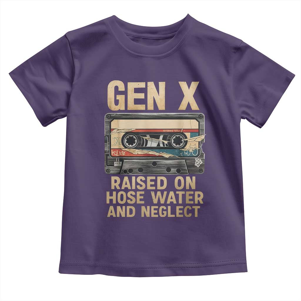 Gen X Toddler T Shirt Vintage Cassette Tape Raised On Hose Water And Neglect Nostalgia TS10 Purple Print Your Wear