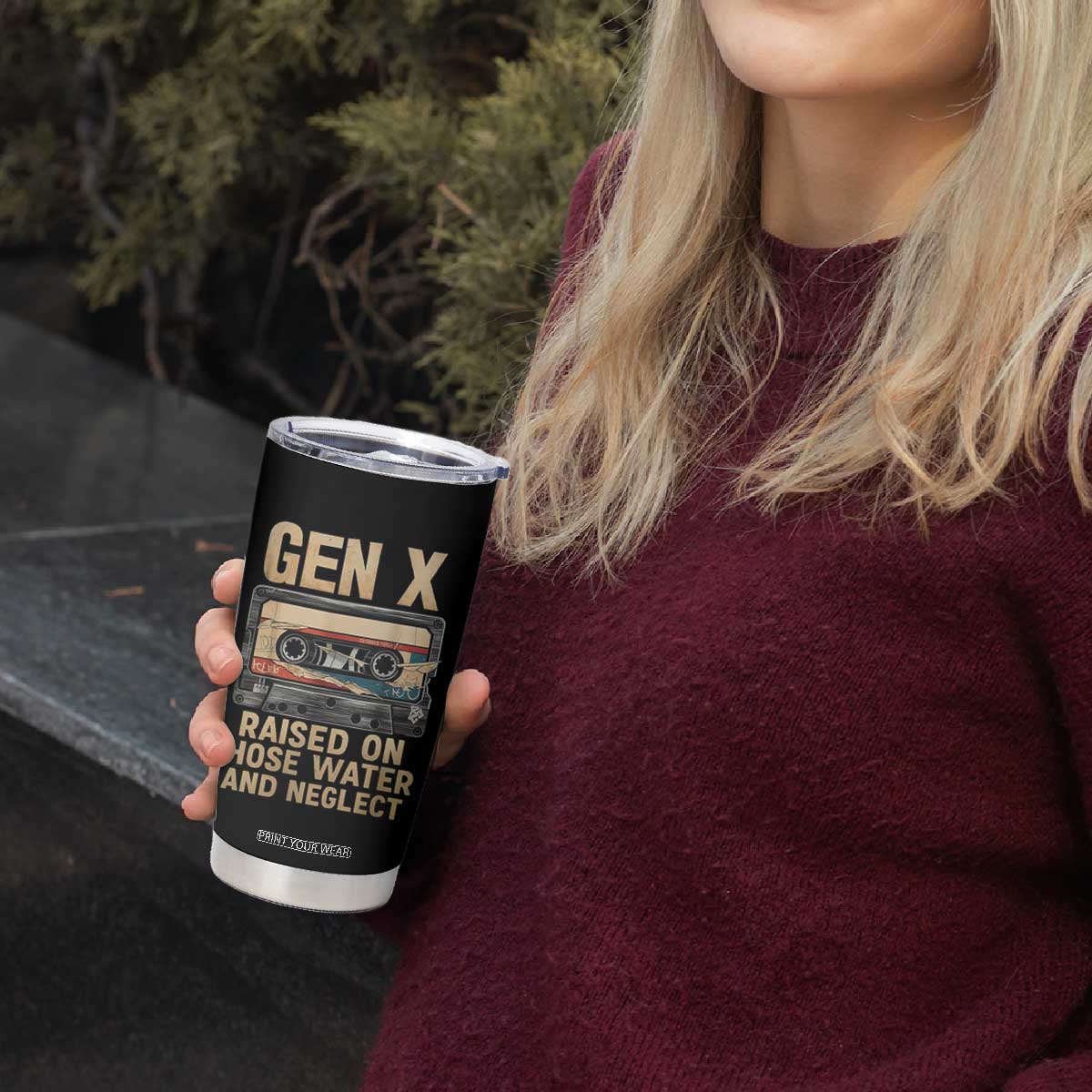 Gen X Tumbler Cup Vintage Cassette Tape Raised On Hose Water And Neglect Nostalgia TS10 Print Your Wear