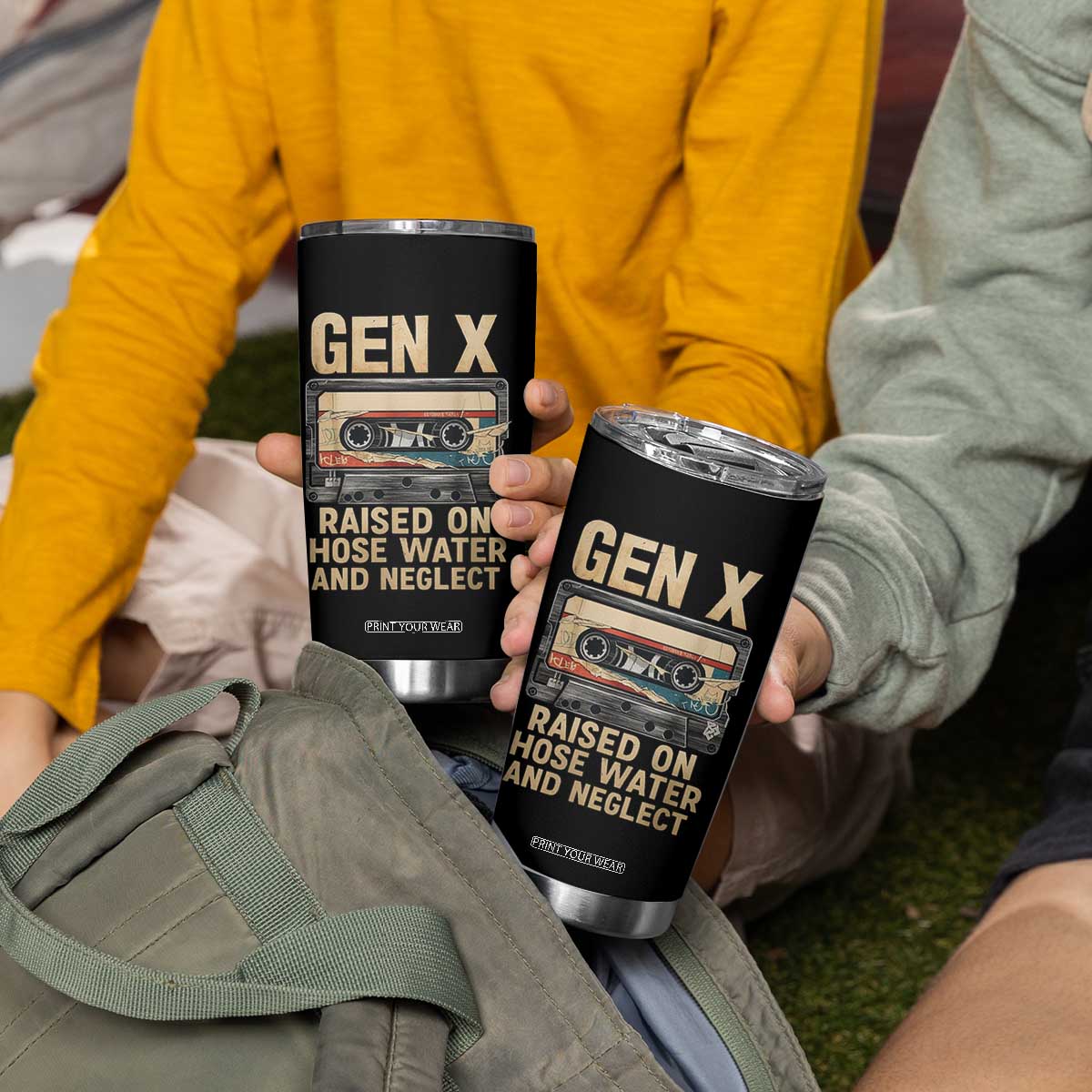 Gen X Tumbler Cup Vintage Cassette Tape Raised On Hose Water And Neglect Nostalgia TS10 Print Your Wear