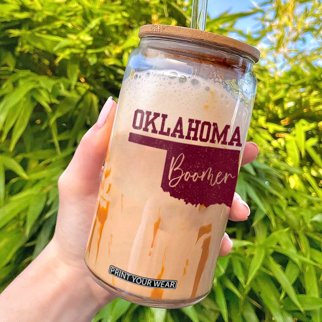 Oklahoma Boomer Glass Can TS10 White Print Your Wear
