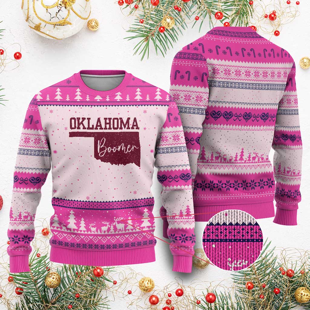 Oklahoma Boomer Ugly Christmas Sweater TS10 Hot Pink Print Your Wear