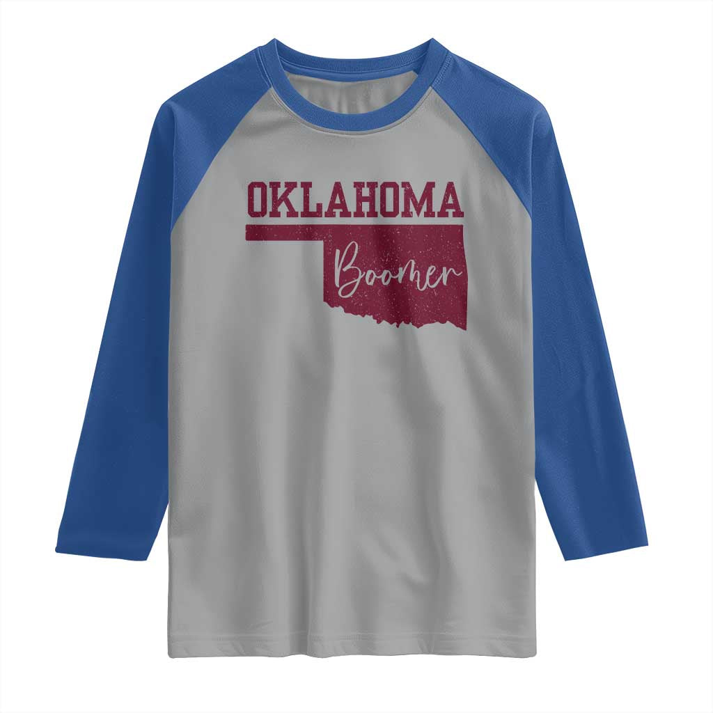 Oklahoma Boomer Raglan Shirt TS10 Sport Gray Royal Print Your Wear