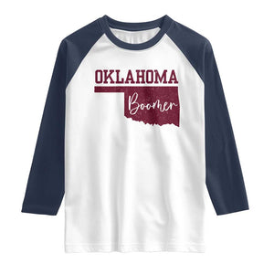 Oklahoma Boomer Raglan Shirt TS10 White Navy Print Your Wear