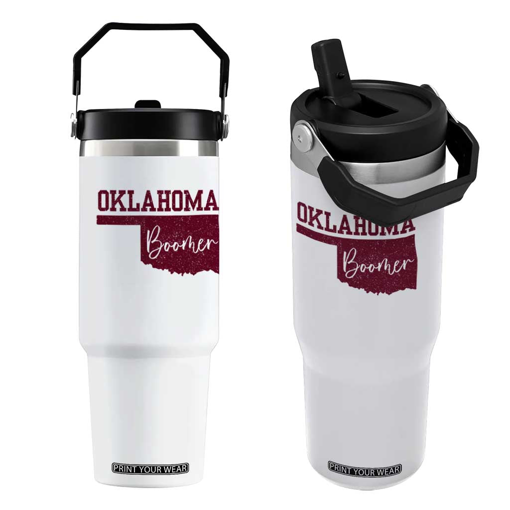 Oklahoma Boomer Flip Straw Tumbler TS10 One Size: 30 oz White Print Your Wear