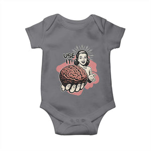 Sarcastic Vintage Baby Onesie Funny Retro 50s Use Your Brain Aesthetic TS10 Charcoal Print Your Wear