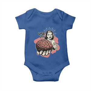 Sarcastic Vintage Baby Onesie Funny Retro 50s Use Your Brain Aesthetic TS10 Royal Blue Print Your Wear