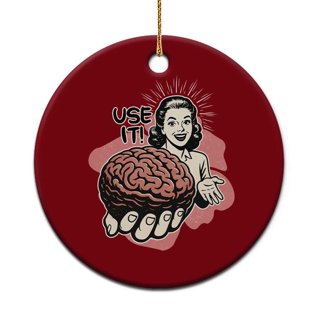 Sarcastic Vintage Ceramic Ornament Funny Retro 50s Use Your Brain Aesthetic TS10 1pc Red Print Your Wear