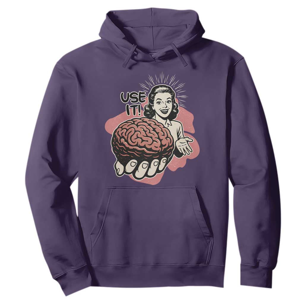 Sarcastic Vintage Hoodie Funny Retro 50s Use Your Brain Aesthetic TS10 Purple Print Your Wear