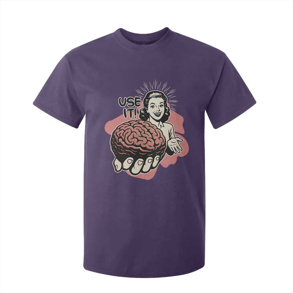 Sarcastic Vintage T Shirt For Kid Funny Retro 50s Use Your Brain Aesthetic TS10 Purple Print Your Wear
