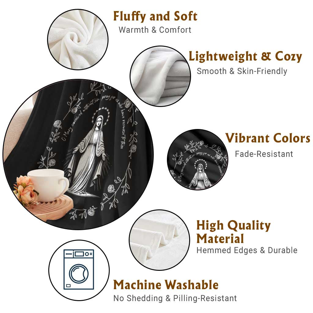 Marian Catholic Throw Blanket Virgin Mary Floral Women Religious Catholic Gift TS10 Print Your Wear