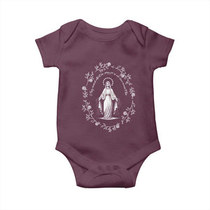 Marian Catholic Baby Onesie Virgin Mary Floral Women Religious Catholic Gift TS10 Maroon Print Your Wear