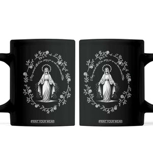 Marian Catholic Coffee Mug Virgin Mary Floral Women Religious Catholic Gift TS10 Black Print Your Wear