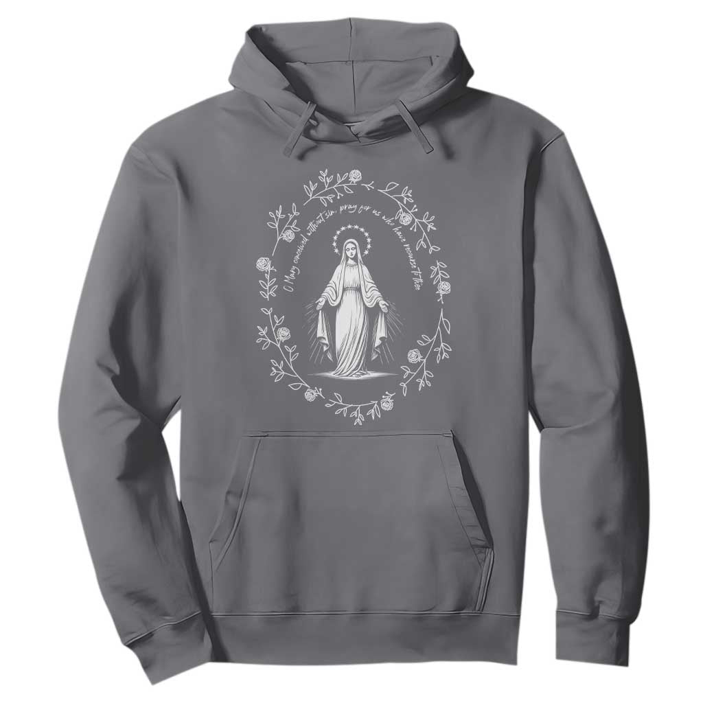 Marian Catholic Hoodie Virgin Mary Floral Women Religious Catholic Gift TS10 Charcoal Print Your Wear
