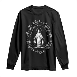Marian Catholic Long Sleeve Shirt Virgin Mary Floral Women Religious Catholic Gift TS10 Black Print Your Wear