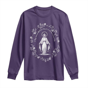 Marian Catholic Long Sleeve Shirt Virgin Mary Floral Women Religious Catholic Gift TS10 Purple Print Your Wear