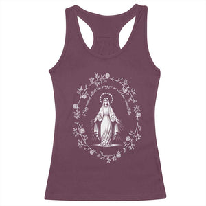 Marian Catholic Racerback Tank Top Virgin Mary Floral Women Religious Catholic Gift TS10 Maroon Print Your Wear