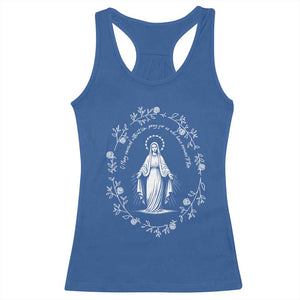 Marian Catholic Racerback Tank Top Virgin Mary Floral Women Religious Catholic Gift TS10 Royal Blue Print Your Wear