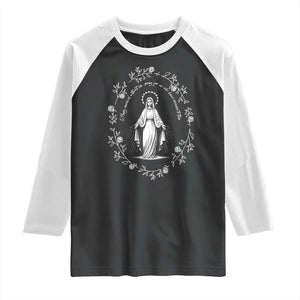 Marian Catholic Raglan Shirt Virgin Mary Floral Women Religious Catholic Gift TS10 Black White Print Your Wear
