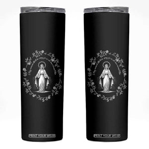 Marian Catholic Skinny Tumbler Virgin Mary Floral Women Religious Catholic Gift TS10 Black Print Your Wear